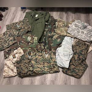 Military Uniform Lot Army Marines Navy Shirt Pants Jacket Coveralls Diff Sizes